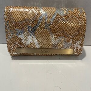 EUC Patricia Nash Leather NORCIA Trifold Wallet, Metallic Python